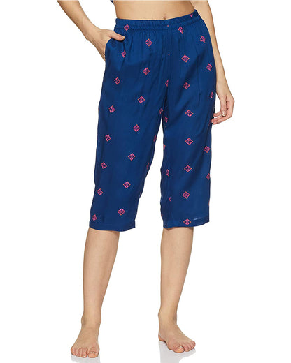 Women's Rayon Pyjama Night Suit Regular Capri Set